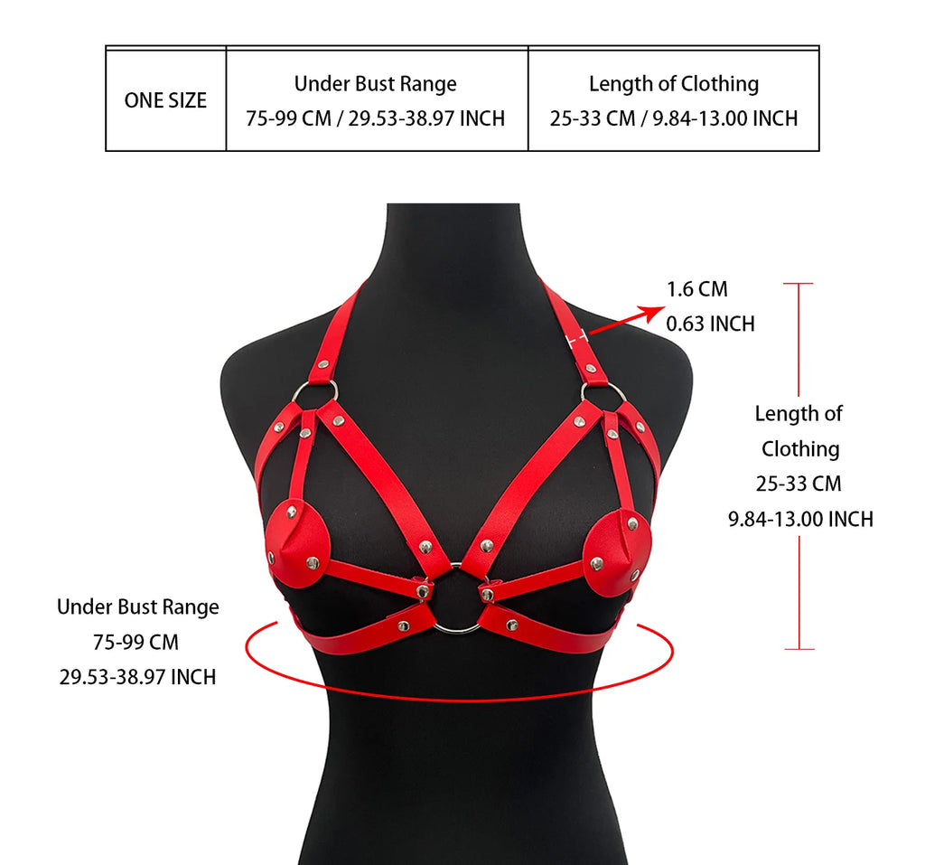 Women Bondage Body BDSM Collar Body Harness Belt Chain Slave Breasts Sex Toys Harness Lingerie Goth Crop Tops Leather Bra Cage