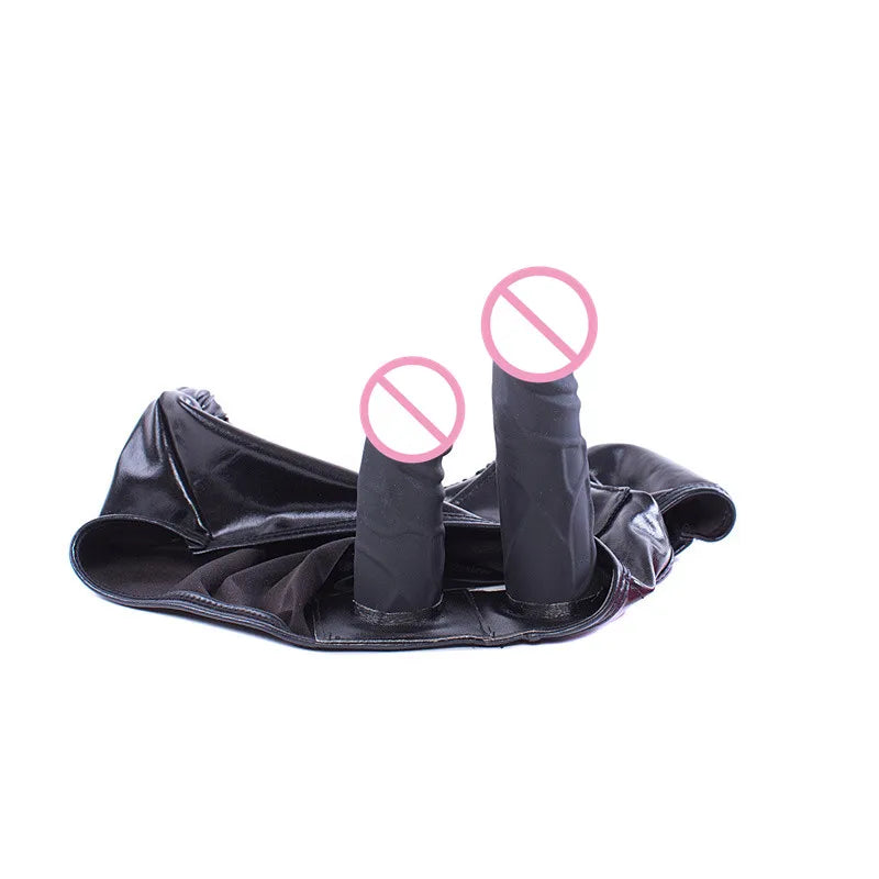 Silicone Anal Plug Dildo PU Leather Penis Panties Strap On Dildo Underwear Masturbation Chastity Panties Sex Toys No Vibrate