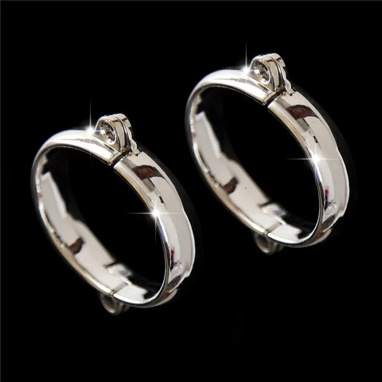 Metal Steel Handcuffs Wrist Ankle Cuffs with Chain and Lock Spreader Bar BDSM Restraints Adult Game Sex Toys for Women Men