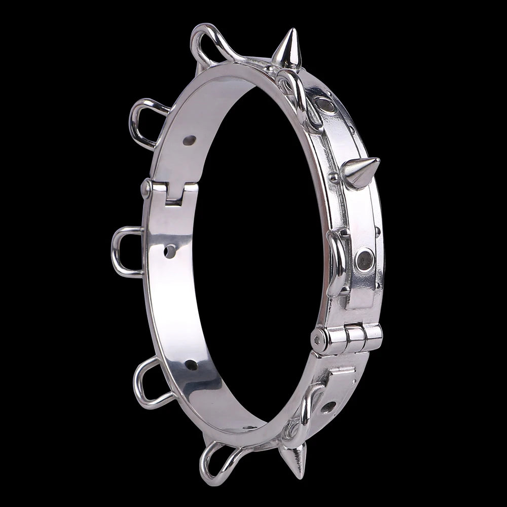 SHAZ Thick Heavy Collar Neck Sleeve Lockable Slave Dog Hentai Stainless Choker BDSM Accessories Adult Game Sex Toy Men Women 18+