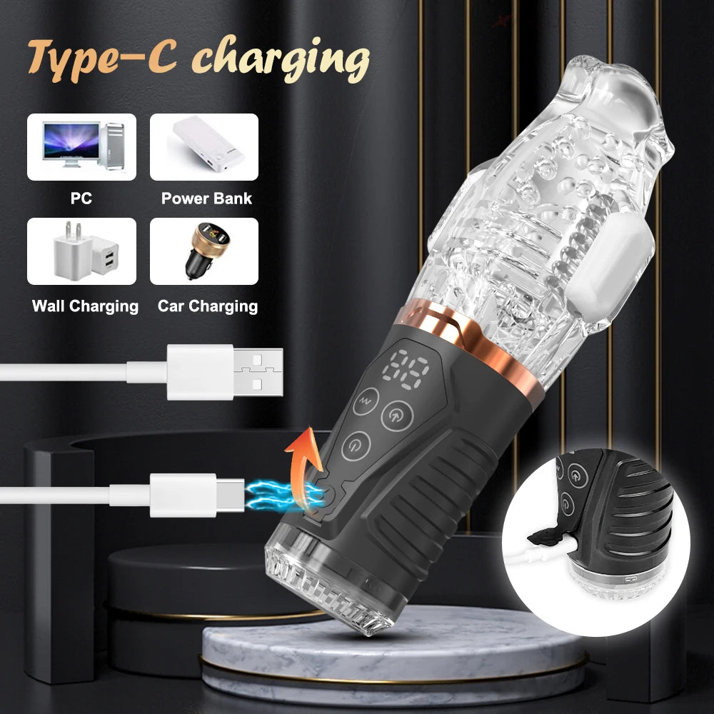 New Automatic Male Masturbator for Men 360 Rotation Vibrator Penis Massager Vagina Pussy Male Masturbation cup Sex Toys for Men