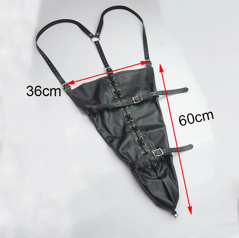 BDSM Strait Jacket / Armbinder,Leather Deluxe Arm Binder Restraint,Behind Back Bondage Gloves,Sex Toys For Couples