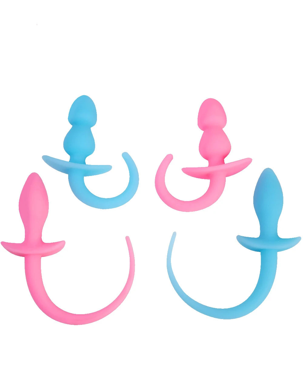 Factory Sales Silicone Dog Tail Luminous Anal Plug Puppy Play Anal Accessories G-Spot Prostate Massage Butt Plug Fetish Sex Toys