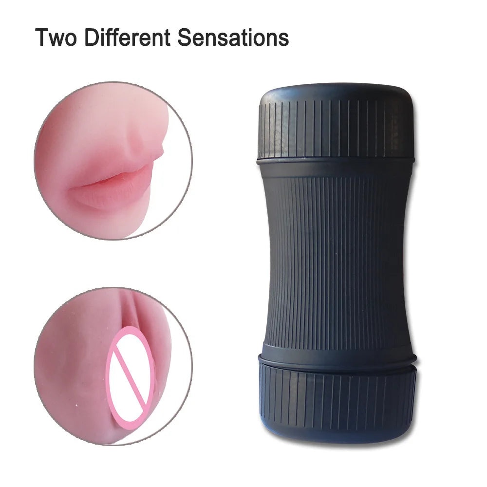 Male Sex Toy Real Vagina Masturbation Pussy Mouth Blowjob Masturbator Device Adult Endurance Exercise Oral Sex Products For Man