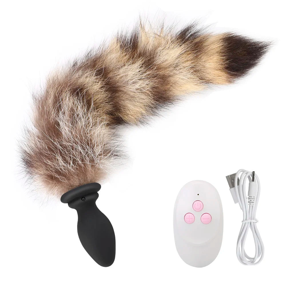 Adult Game Cosplay Sex Toys For Couples Anus Dilator Fox Tail Anal Plug Vibrator Smooth Touch Remote Control 10 Mode