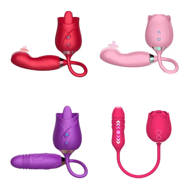 Licking Vibrator for Women Clitoral Nipple Stimulator Massager Thrusting Dildo 2 in 1 Sex Toy for Women Adult Sex Products