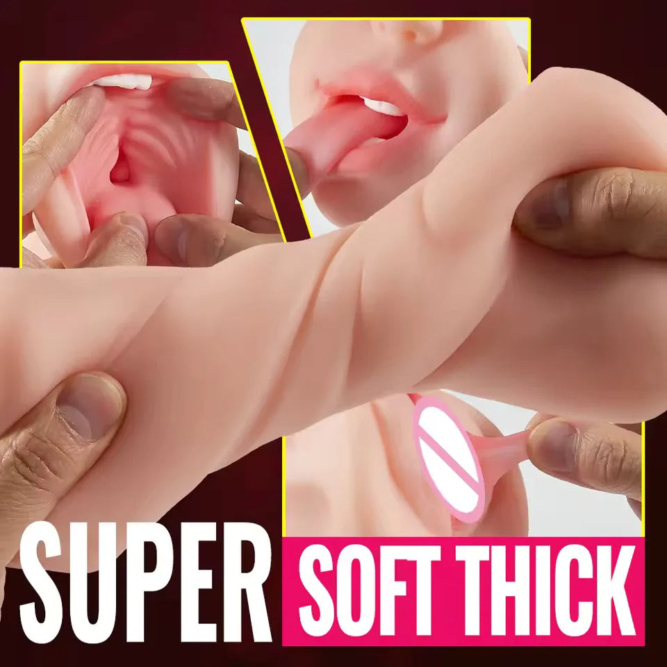 3 In 1 Pocket Pussy Real Vagina Male Masturbator Cup Oral Sex Tight Anus Blowjob Textured Masturbation Adult Sex Toy for Men