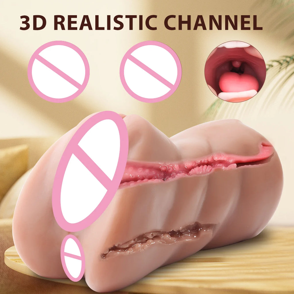 3 In 1 Male Masturbator Cup Realistic Artificial Vagina Pussy Tight Vagina Anus Sex Toy Mouth Textured Masturbation Tool for Men