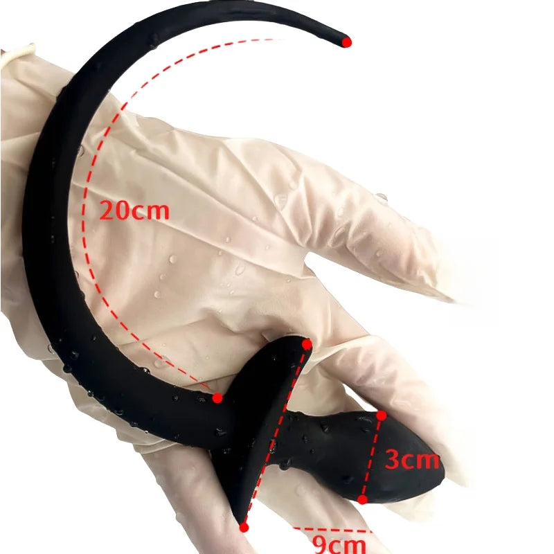 Silicone Prostate Massager Anal Sex Toys with Fetish Puppy Play StripTail Butt Plug for Couple BDSM Anue Bondage Adult Product