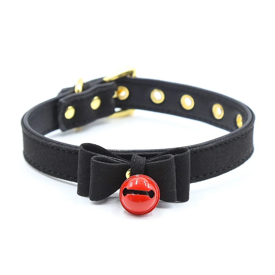Sexy PU Leather Collar Bell Choker Slave Costume BDSM Bondage Necklace Neckband Sex Toys Adults SM Erotic Accessories