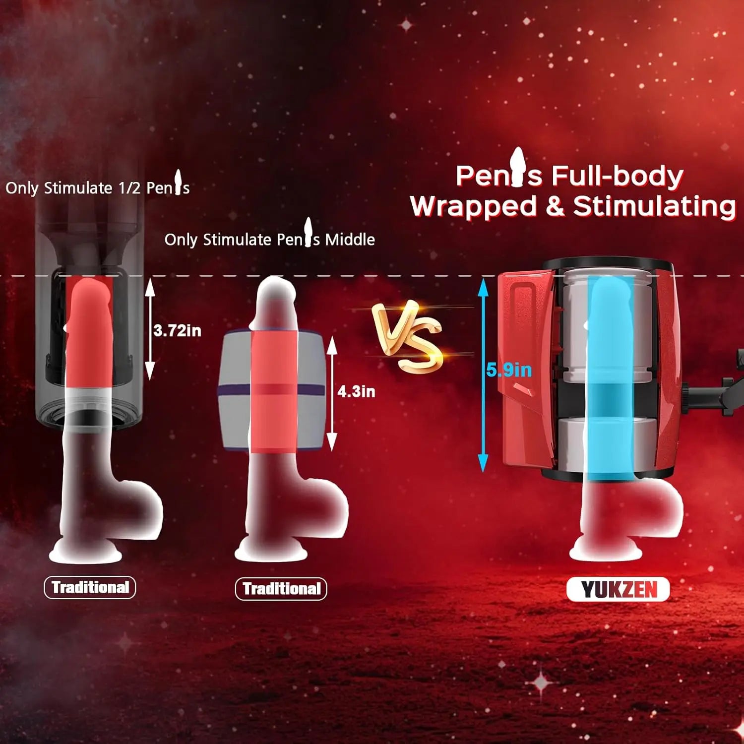Male Masturbator Adult Sex Toys for Men - Dual-Sleeve Automatic Thrusting Rotating Vibrating Sex Machine Penis Vibrator Stroker