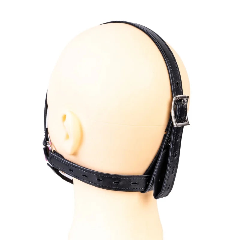 Adjustable Silicone Open Mouth Penis Ring Leather Harness Mask Gags for Couple Delay Ejaculation Lasting Cock Sex Toys