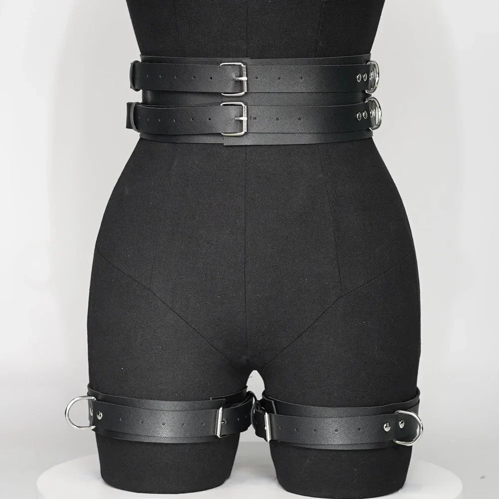 BDSM Women SexyThigh Garter Leather Lingerie Leg Straps BondageWomen Handcuffs Goth Fetish Clothing Festival Rave OutfitSex Toys