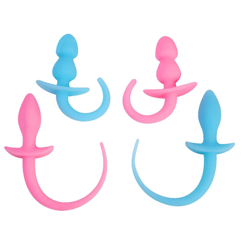 Factory Sales Silicone Dog Tail Luminous Anal Plug Puppy Play Anal Accessories G-Spot Prostate Massage Butt Plug Fetish Sex Toys