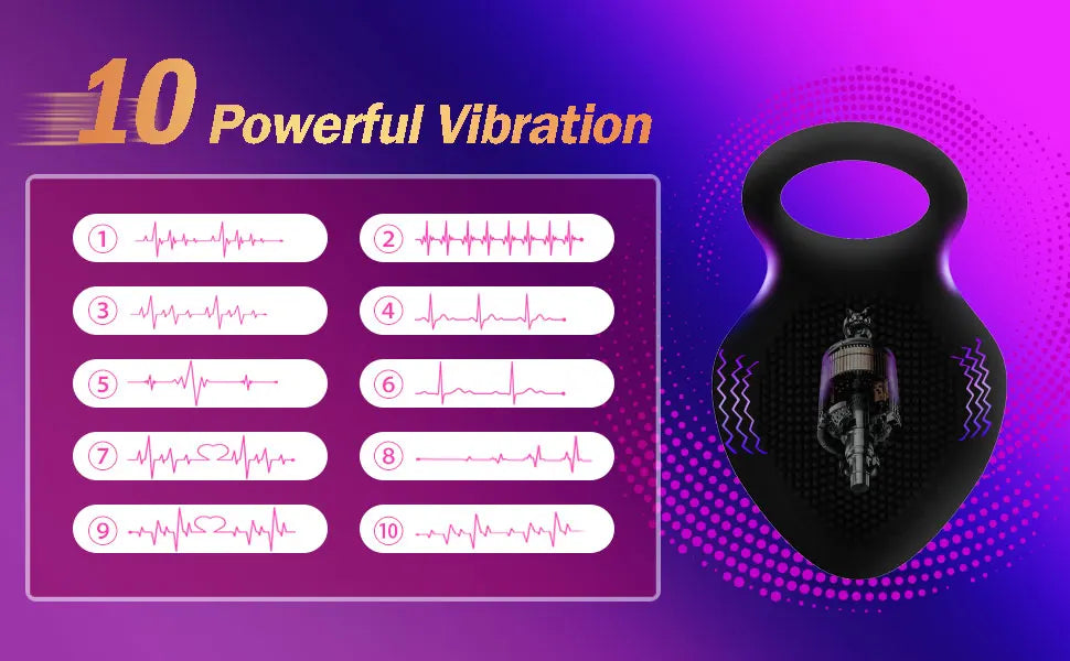 10 Intense Vibrations Cock Ring Vibrator Sex Toys for Men Vibrating Penis Ring Male Toys Cock Ring Vibrator Couples Adult Games