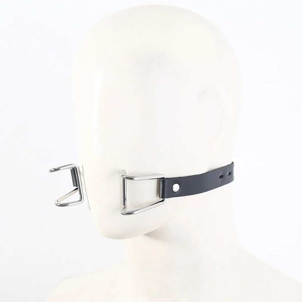 Stainless Steel Spider Ring Gag BDSM Bondage,Nose & Mouth Hook Spreader Leather Head Harness ,Sex Toys For Couples Restraints