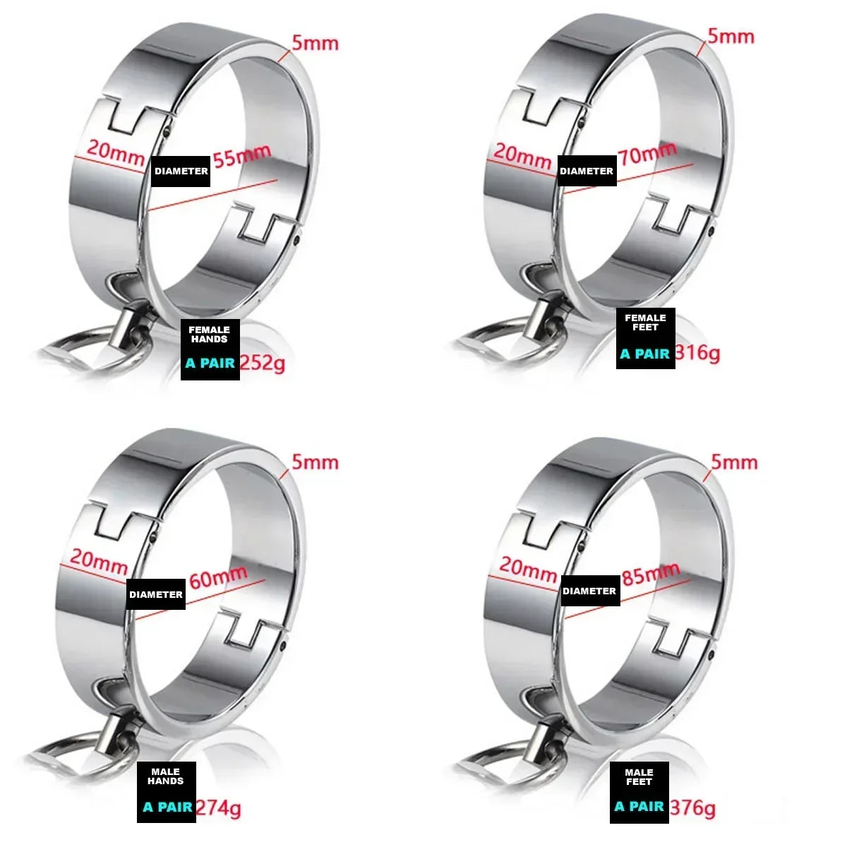 Metal Handcuffs Ankle Cuff Bondage Bracelet Restraints BDSM Footcuffs Intimate Adult Game Sex Toys for Couples Sexshop