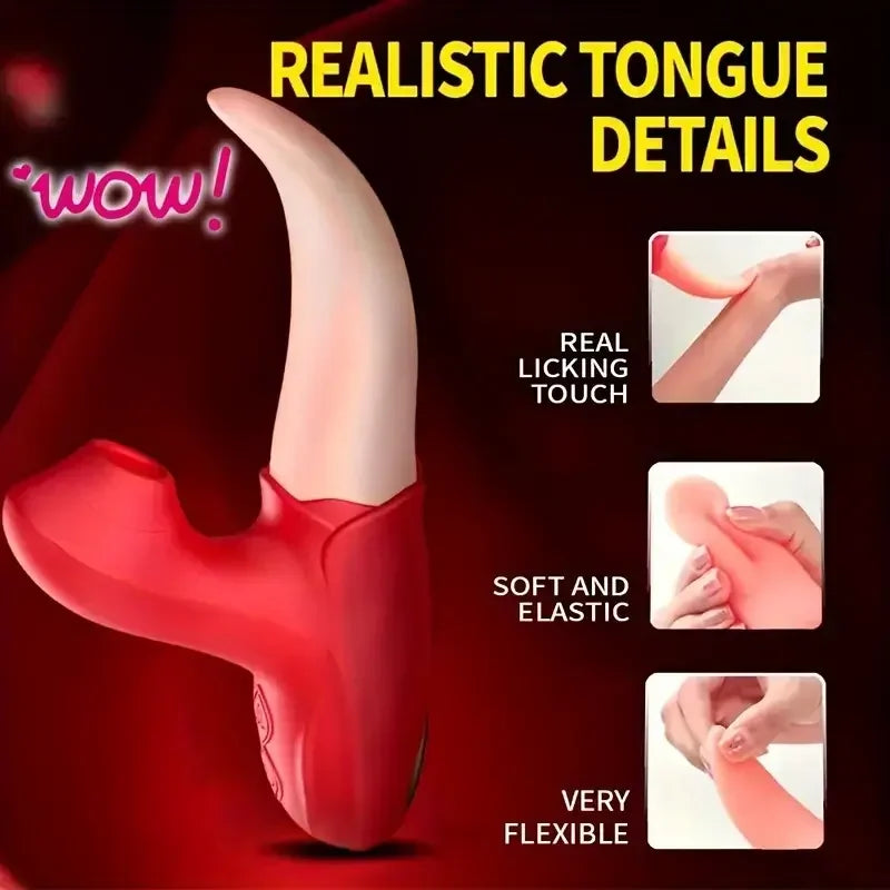 Adult Sex Toys for Women 4in1 Vibrator with Tongue Thrusting Dildos G Spot Dildo 10 Clitoral Licking Modes Female Masturbation