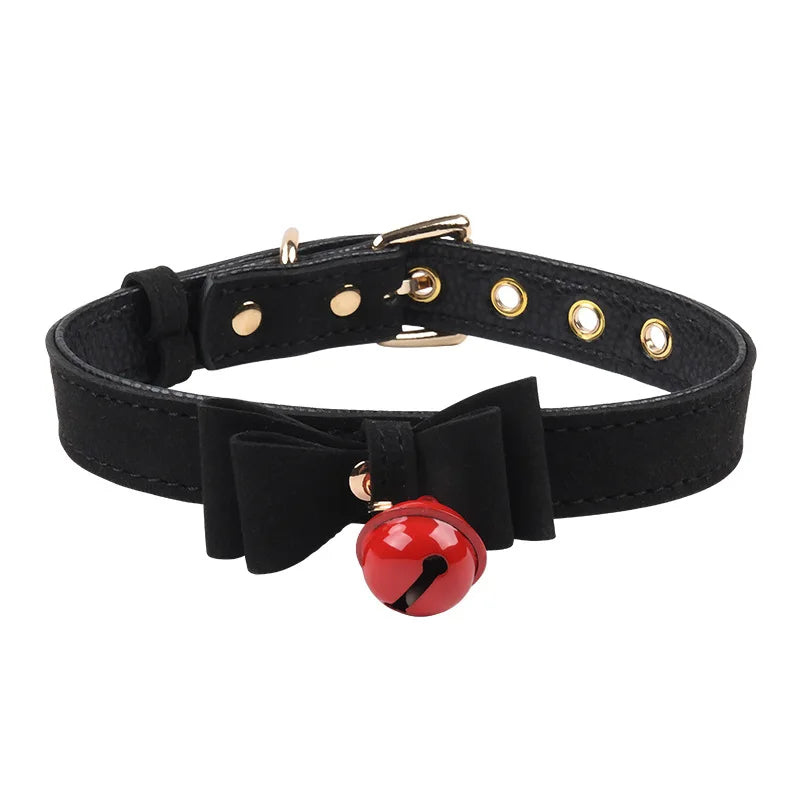 Sexy PU Leather Collar Bell Choker Slave Costume BDSM Bondage Necklace Neckband Sex Toys Adults SM Erotic Accessories