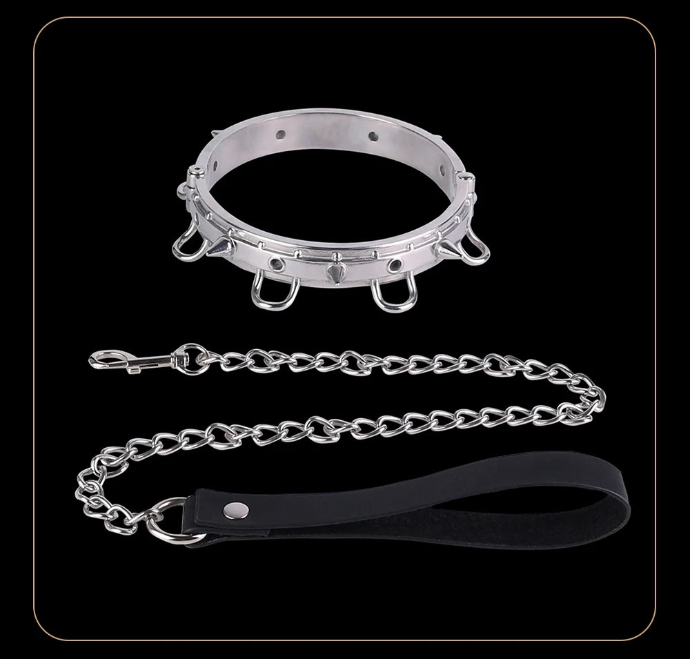 SHAZ Thick Heavy Collar Neck Sleeve Lockable Slave Dog Hentai Stainless Choker BDSM Accessories Adult Game Sex Toy Men Women 18+