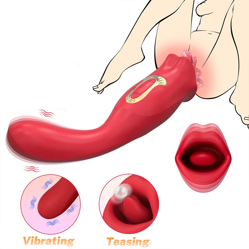 Adult Toys Tongue Licking Vibrator Clitoris Stimulator Dildo Vibrator Masturbation Tools Women Vagina Vibration Adult Supplies