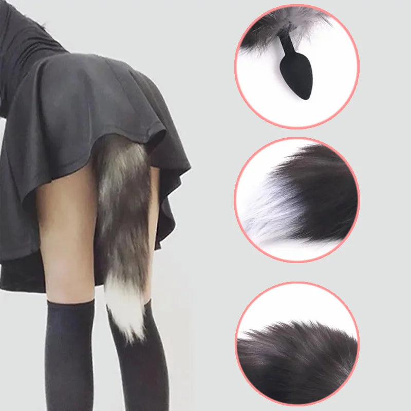 Small Size Sex Toy Tail Sexy Fox Tail Anal Plug Silicone Adult Products Cosplay Woman Men Anal Butt Plug Adults Game Couple Toys