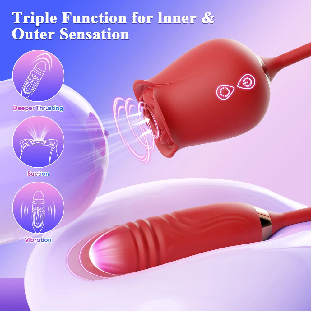 Sexy Adult Female Rose-Sucking Dildo Vibrator for Women Nipple Clit Stimulator Vibrating Penetration Vagina Vibrator Sex Toys 18