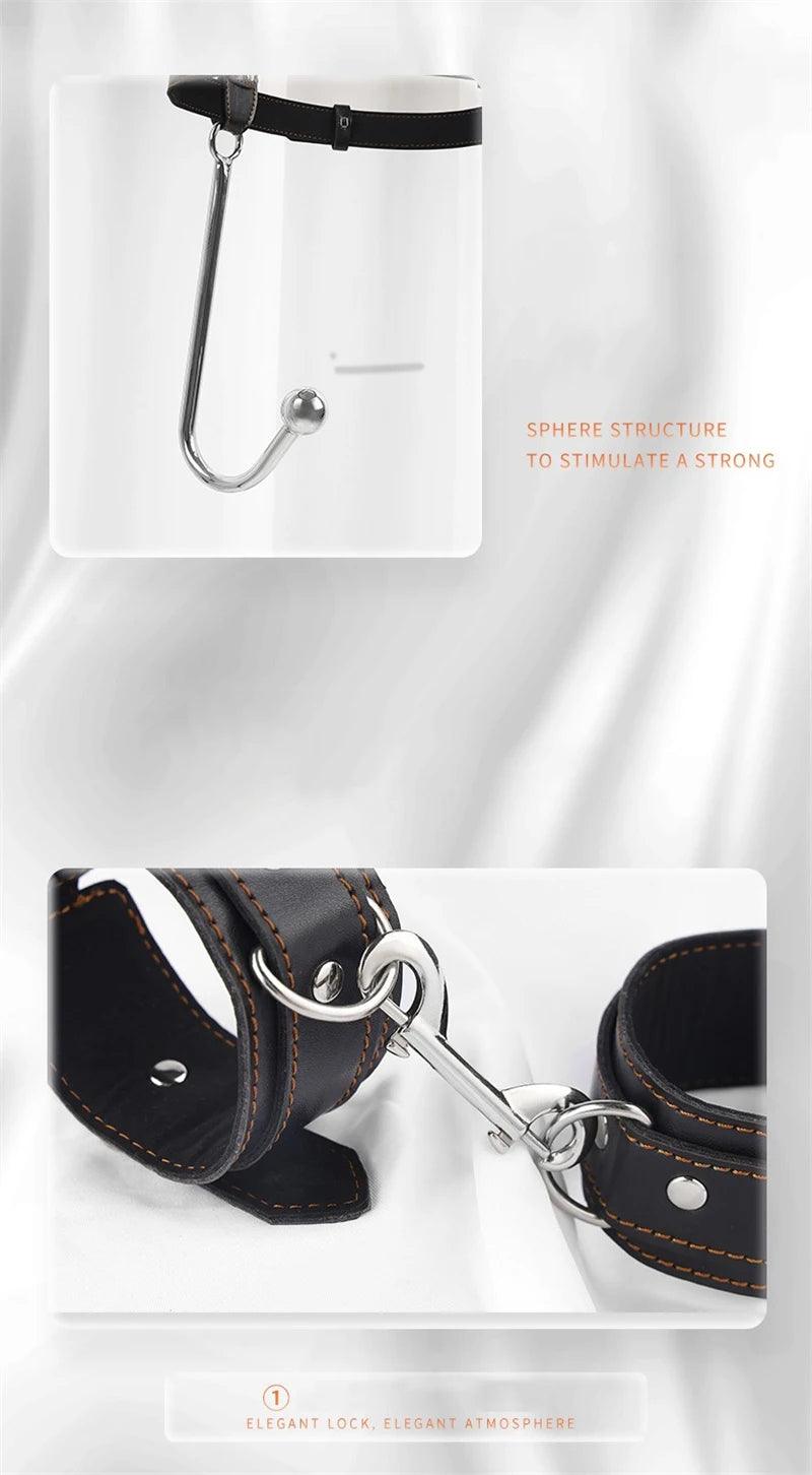 Bondage Gear Adult Sex Toy Set Anal Hook Mouth Gas Harness BDSM Handcuffs Mouth Plug Adjustable Collar Slave Bondage Sex Toys