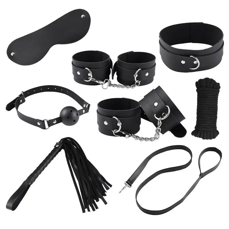 BDSM Adult Sex Toy Kits Sets for Sexy Games Bondage Mask Set Feather Handcuffs Ankle Cuff Restraints for Couple Sexual Aids ﻿18+