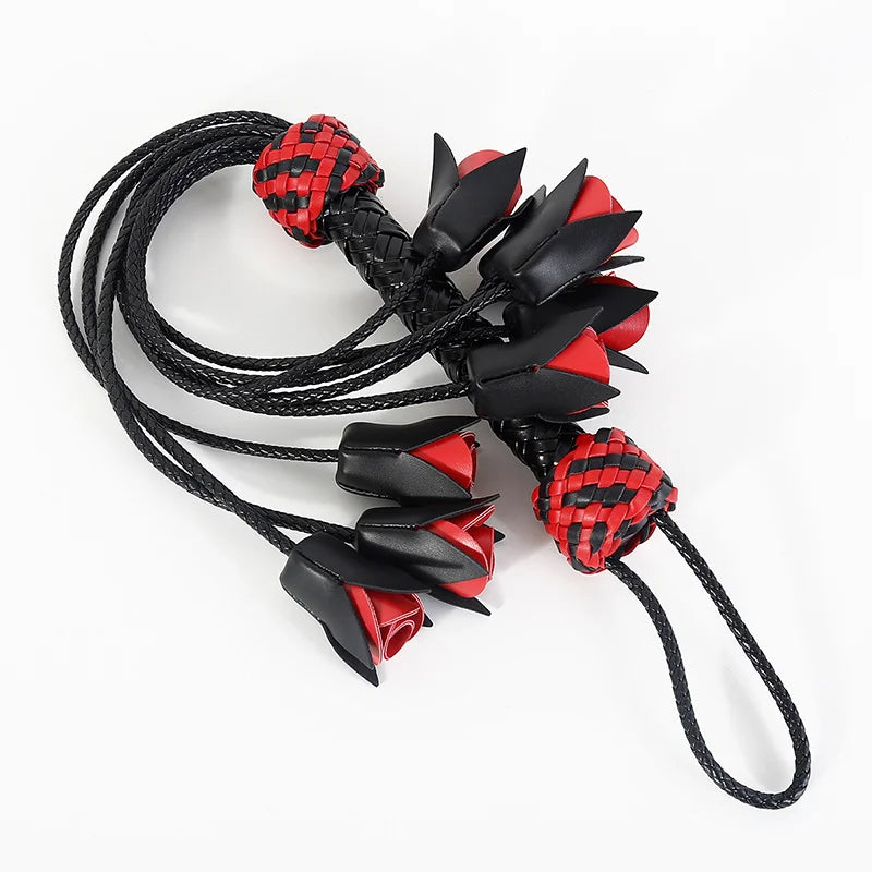 Handmade Woven Rose Flower Leather Whip Leather Whip Loose Whip SM Toys Training Adult Toys sex machine sex machine sexshop