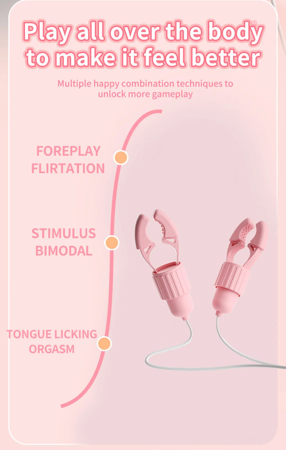 Nipple Clamps Vibrator Breast Massage Tongue Licking Sucking Vibrating Clit Stimulator Female Maturbator Adult Sex Toy For Women