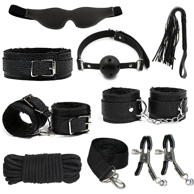 BDSM Adjustable Bondage Kit for Women with Spreader Bar Handcuffs Ankle Cuffs Adult Fetish Restraints Set for Spicy Adult Games