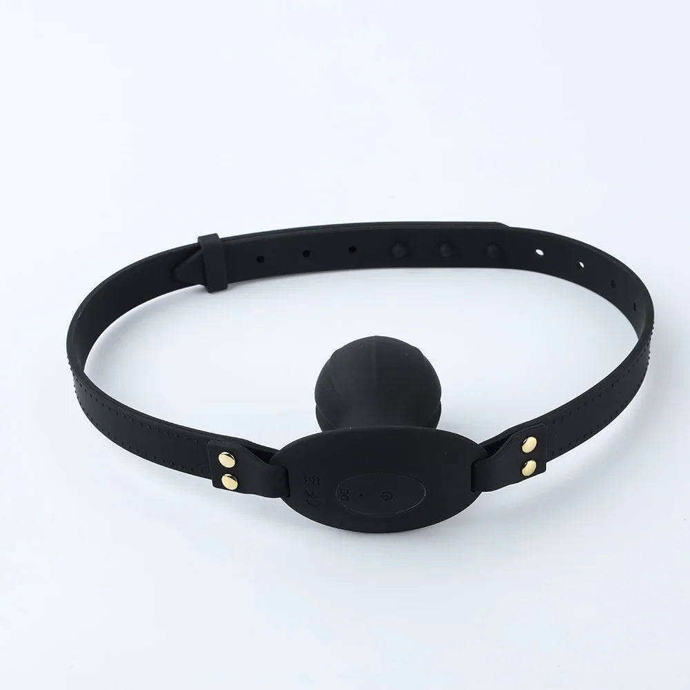 Electric Shock Mouth Gag, Remote Control, Leather Strap, Microcurrent, BDSM Electroshock Ball Gag for Sex Games, Adult Sex Toys