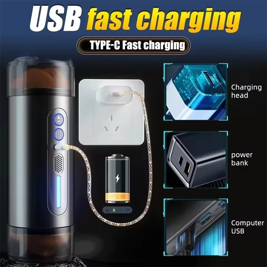 Male Masturbator Automatic Sucking Masturbation Cup For Men Deep Throat Oral Vagina Suction Blowjob Vibrating Sex Machine