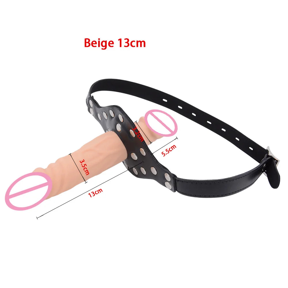 BDSM Strap on Penis Mouth Gag Double Dildos Bandage Adult Games Strapon Lesbian Sex Toys for Husband and Wife Sex Products