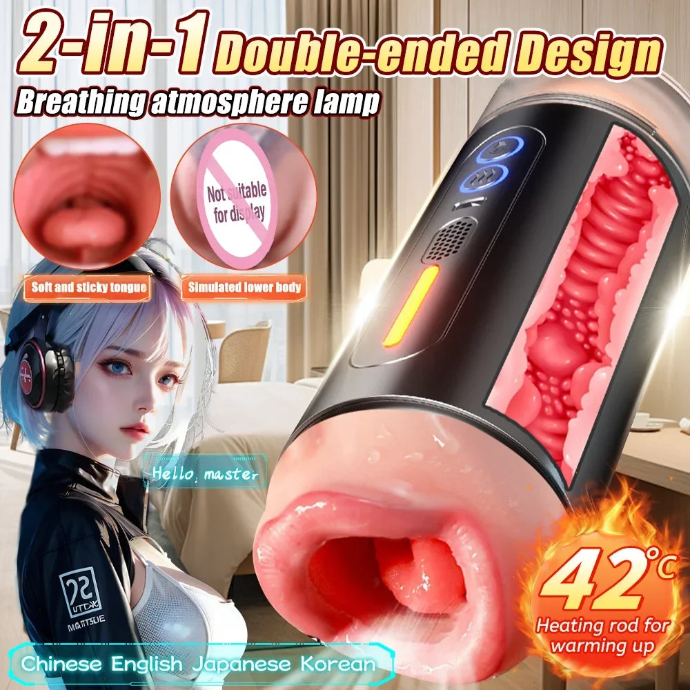 Male Masturbator Toys Automatic Sucking Masturbation Cup for Men, Deep Throat Oral Vagina Suction Blowjob Vibrating Sex Machine