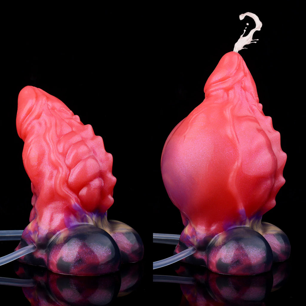NNSX Squirting Silicone Dog Dildo Inflatable Dick Fantasy Fishbone Pattern Butt Plug Anal Sex Toys For Women Sexy Adult Supplies