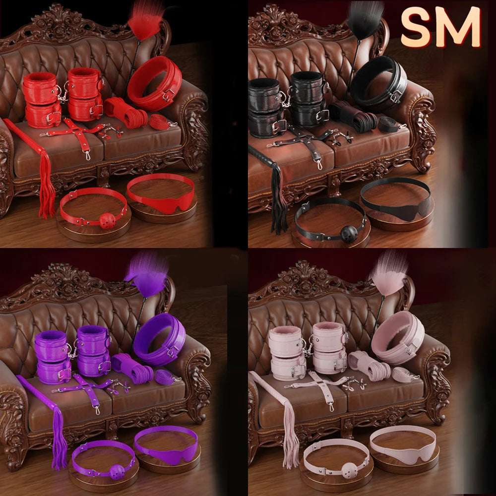 BDSM Adjustable Bondage Kit for Women with Spreader Bar Handcuffs Ankle Cuffs Adult Fetish Restraints Set for Spicy Adult Games