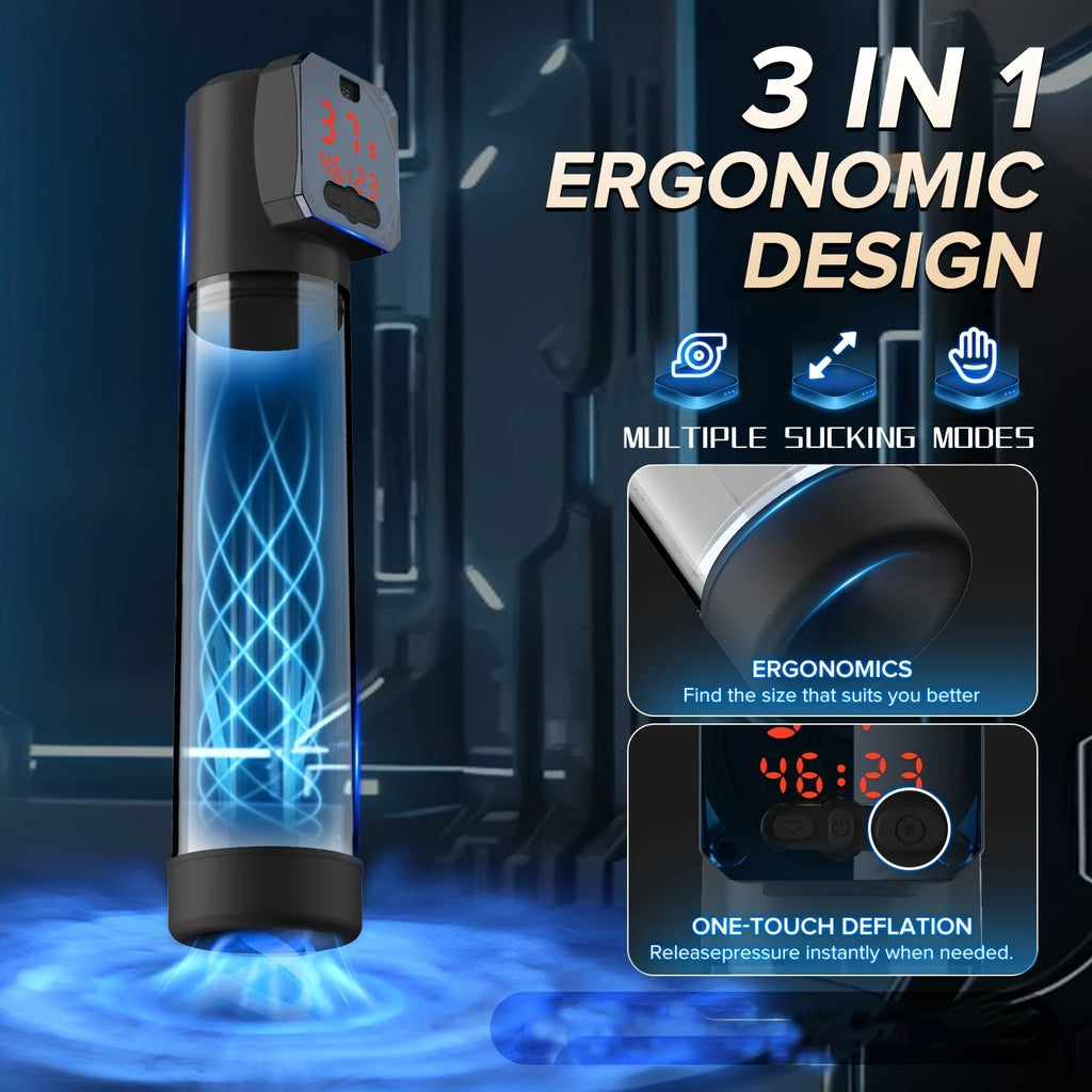 Sex Toys For Men  Powerful Sucking Modes LCD Display Electric Vacuum Penis Enlargement Extend Training Pump For Men Adult Toys