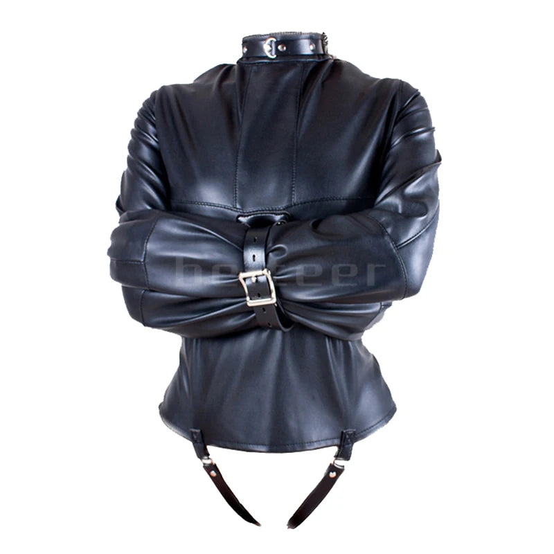 BDSM PU Leather Straitjacket Bondage Body Harness Adult Game Straight Jacket Halloween Clubwear Costume Armbinder Sex Toys Women