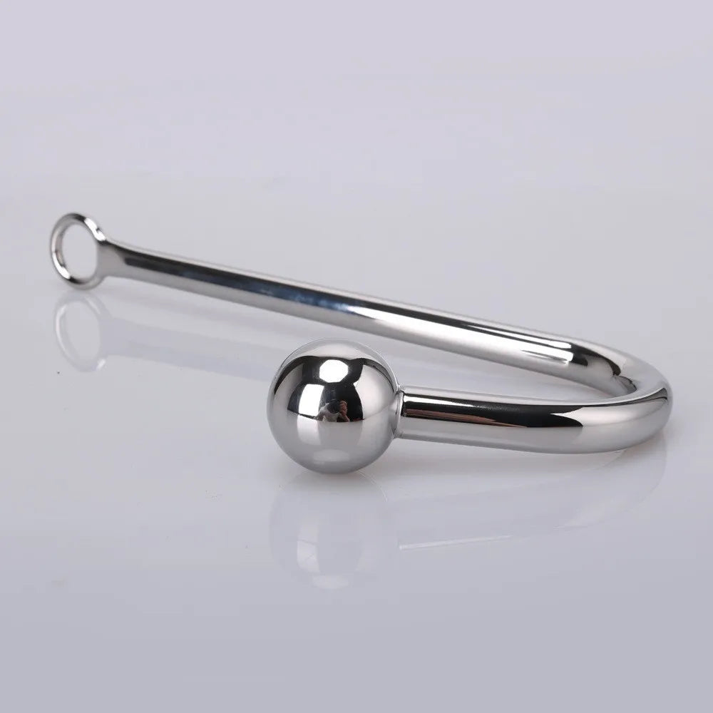 Stainless Steel Anal Hook With Anal Beads Hole Anal Hook Metal Butt Plug Anal Sex Toys Adult Product No Vibrator For Men Gay