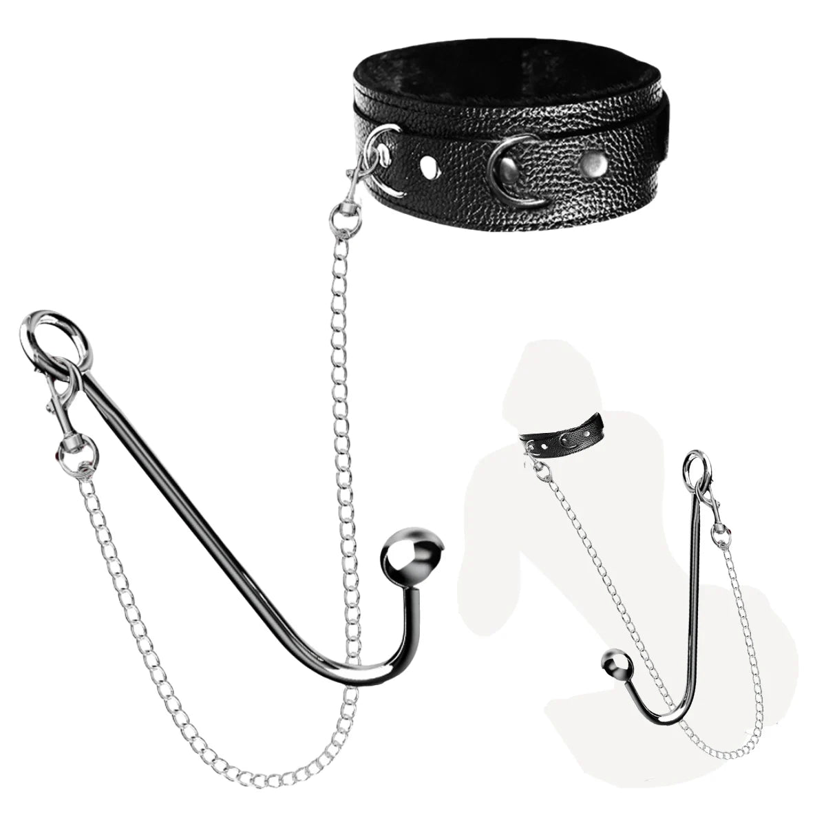 Steel Anal Hook Sex Bondage Set BDSM Adjustable Leather Collar Restraints For Adults SM Game Couples Hook Anal Sex Toys