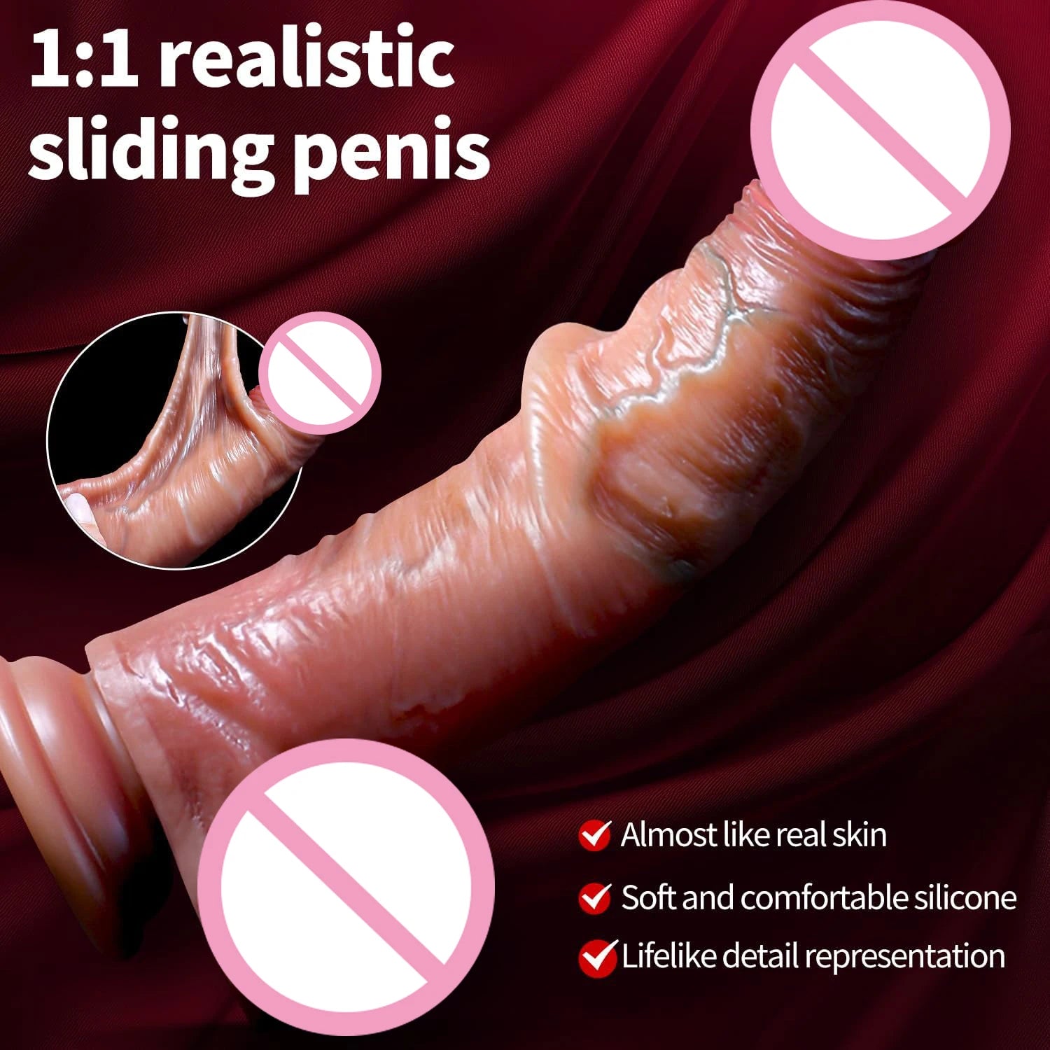 Realistic Dildos for Women Skin Sliding Foreskin Testicles Dildo Anal Vaginal Stimulation Strap on Big Penis Sex Toys for Woman