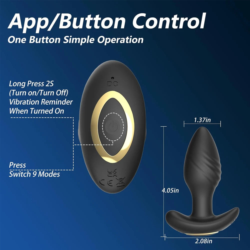 360° Rotation Adult Sex Toys for Men Prostate Massager Adult Toys Anal Plug Vibrating Butt Plug with 9 Vibrating Anal Toys