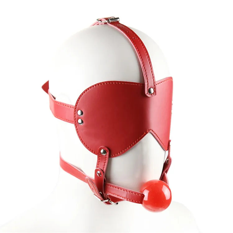 SM Leather Padded Hood Blindfold,Head Harness Mask Gag, BDSM Bondage ,Sex Toys for Couples Accessories