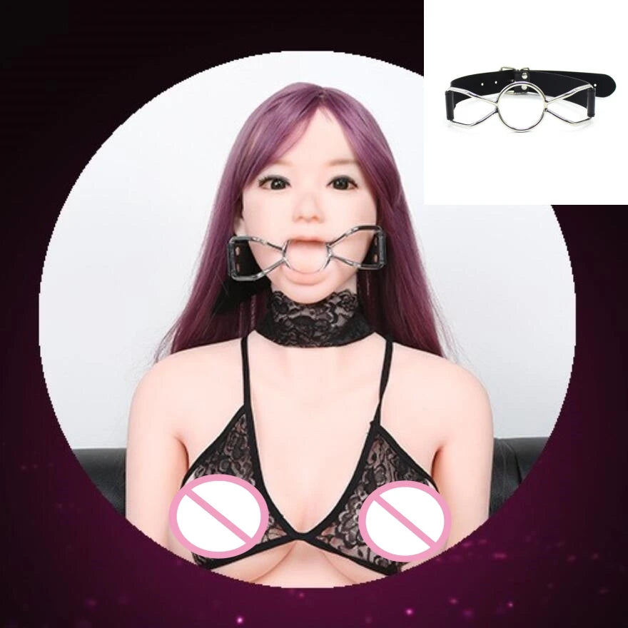 VaHppy SM Bondage Oral Shackles Gag Stainless Steels Butterfly +PU Couple Games Sex Toys Forced Open Mouth BDSM Adult Flirting