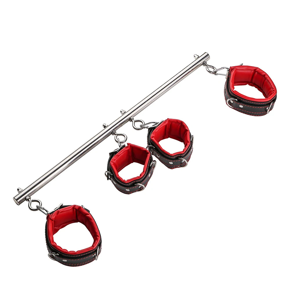 BDSM Bondage Set Stainless Steel Extend Spreader Bar Sex Slave Handcuffs Ankle Cuffs Fetish Restraints Adult Sex Toys for Couple