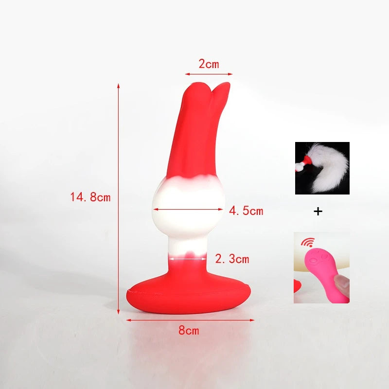 Cosplay Anal Dildos with Tail Sex Toys for Couple Silicone Dog Dildo Wearable Butt Plug with 35/65/95cm Fox Tail Gay Sex Games