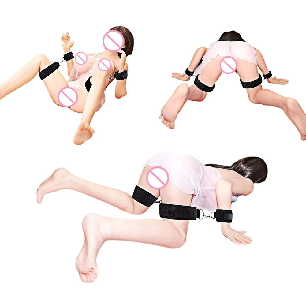 BDSM Adult SM Sex Restraint Handcuffs Slave Tools Bdsm Sexy Wrist To Ankle Cuffs Open Leg Hand Toys Bondage For Couples 18+