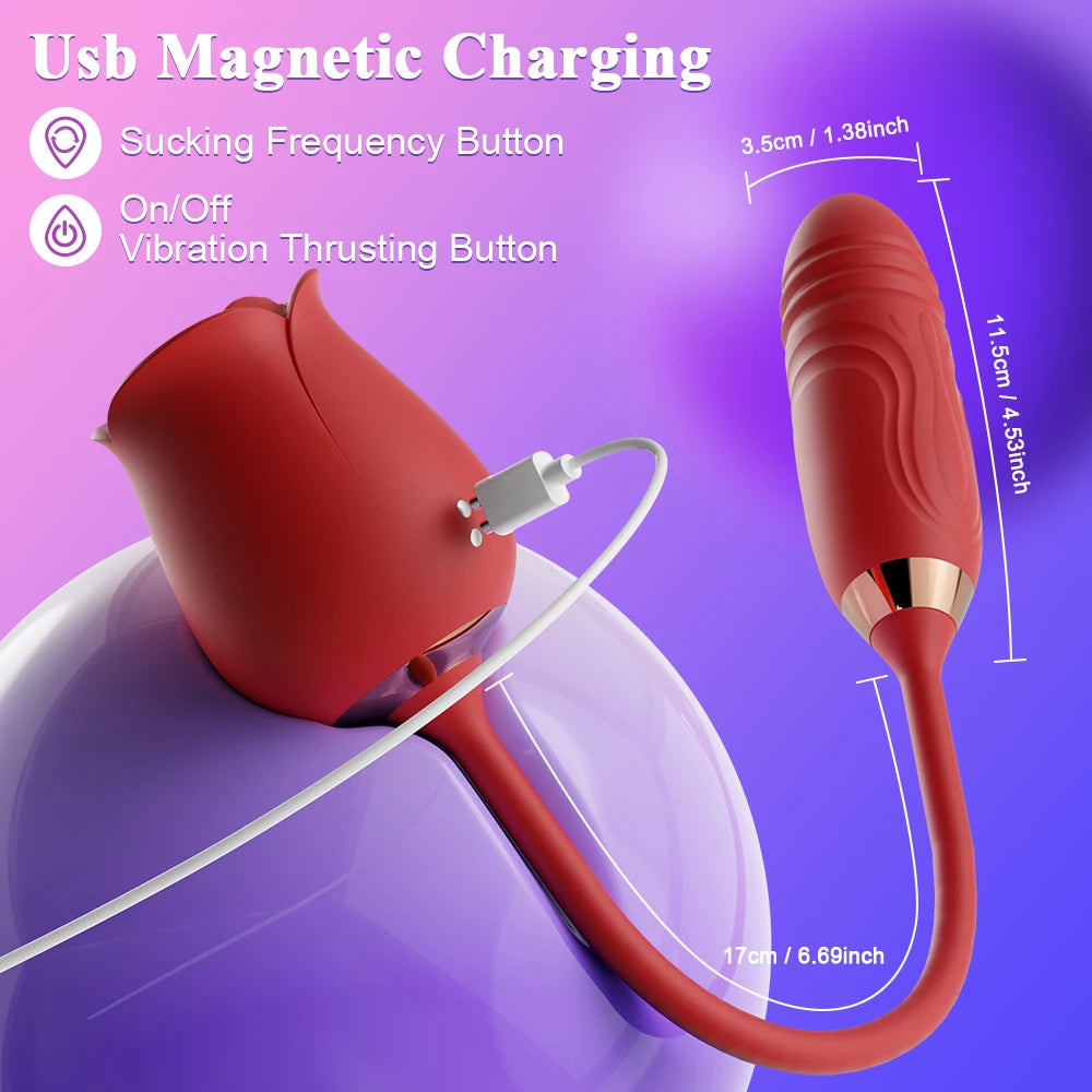 Sexy Adult Female Rose-Sucking Dildo Vibrator for Women Nipple Clit Stimulator Vibrating Penetration Vagina Vibrator Sex Toys 18